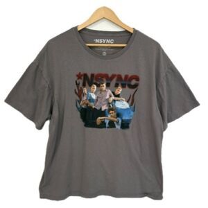 NSYNC Group Member Band T-Shirt Women Size XXL Grey Short Sleeve Graphic Tee Y2K